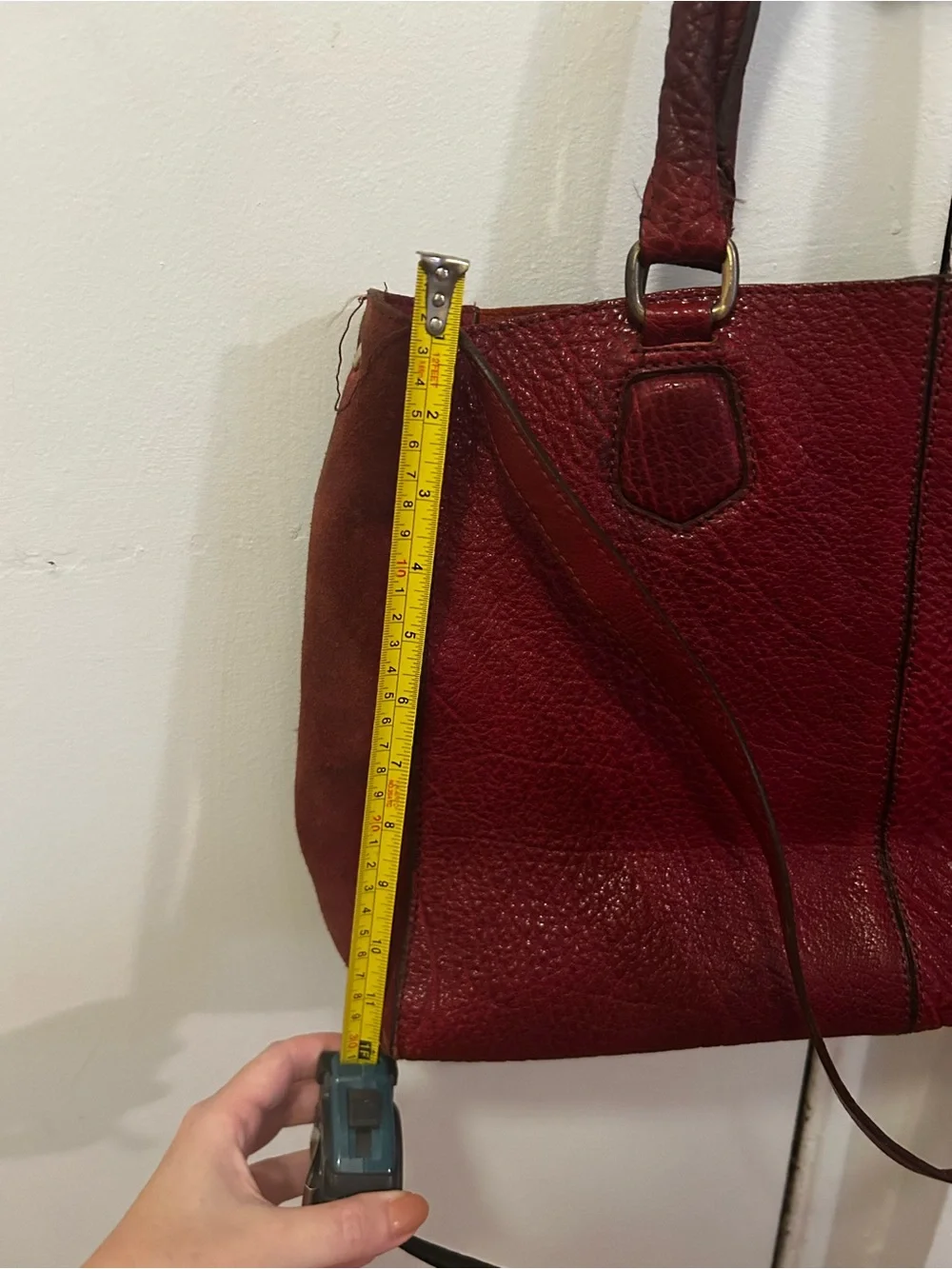 Zara burgundy Leather Tote Bag with Top Handles